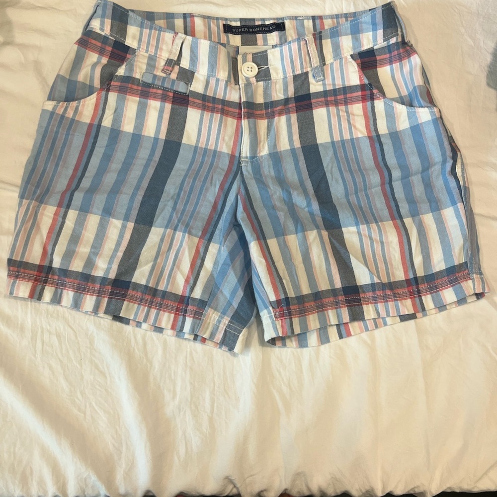 Columbia Women's Plaid Shorts - Blue and Red